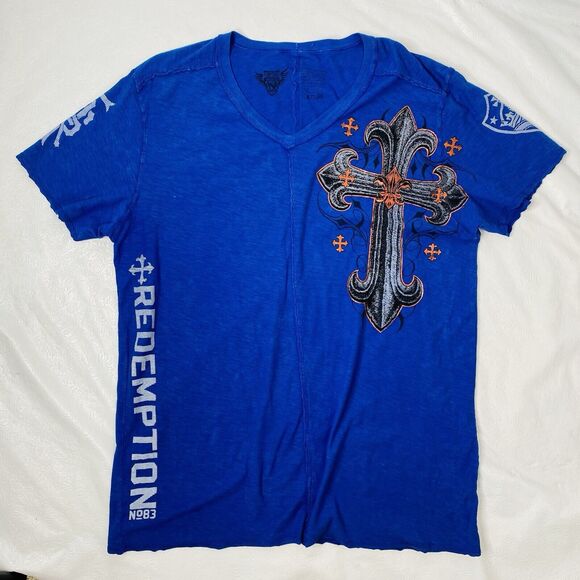 Raw State XXL Blue T Shirt Redemption - Picture 1 of 9
